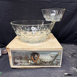Hazelware Reflections MCM Clear Glass 3-Piece Chip & Dip Bowl Set Original Box